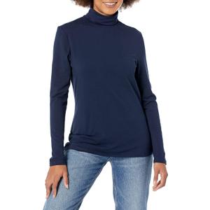 Amazon Essentials Women's Long-Sleeve Turtleneck (Large, Navy)