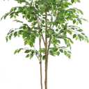 Tall UV Resistant Ficus Tree Artificial 5ft(60in) Faux Ficus Tree with Realistic Smooth and Shiny Leaves Fake Trees Indoor Outdoor for Home Office Living Room Bedroom Foyer Porch Decor.