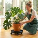 2 Pack Plant Caddy with Wheels, 12.6 inch Rolling Plant Stands Round Wheeled Coaster Plant Stand Dolly for Outdoor Indoor Heavy Planter, Load Capacity 180 lbs