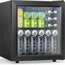50 Cans Beverage Refrigerator Cooler, 1.3 Cu.ft Mini Fridge Countertop Drink Cooler with Glass Door for Beer, Soda,Wine, Adjustable Digital Temperature Control for Home Dorm Bar, Black