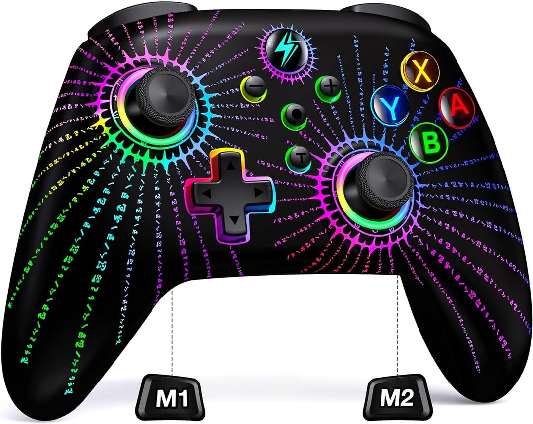 Wireless Switch Controller for Nintendo Switch/Switch 2/Lite/OLED, Switch Pro Controller support iOS/Android/Windows PC, Switch Remote Gamepad with Programmable Macro/Turbo/Motion Control/Vibration/Wake Up (Black-Magical)