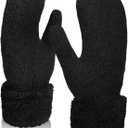 Winter Warm Mittens Cold Weather Gloves for Women, Cute Knit Gloves, Soft lining Cold Weather Accessories Gifts (Black)