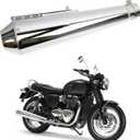 Sporacingrts Stainless Steel Motorcycle Exhaust Muffler Silencer Pipe Inlet 1.46 1.54 1.65 1.77Inch Motorcycle Exhaust for Dirt Bike Street Bike Scooter(Silver) (Sliver)