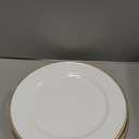 MAONAME 13" White Charger Plates Set of 6, Round Plate Chargers with Gold Rim, Plastic Decorative Charger Plates for Wedding, Tabletop Decor