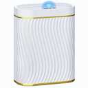 Bathroom Small Trash Can with Automatic Touchless Lid, 2.6 Gallon Smart Garbage Can Narrow Waterproof Trash Bin for Bedroom, Office, Living Room (Gold White)