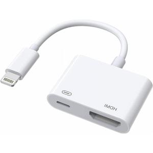 [Apple MFi Certified] Apple Lightning to HDMI Adapter for iPhone to TV, 1080P Digital AV Adapter Sync Screen Connector Cable Compatible for iPhone 14 13 12 11 XS XR X 8 iPad to HDTV Projector Monitor (1 Pack, White)
