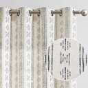 jinchan Boho Curtains Linen Blend Drapes for Living Room Black Farmhouse 84 Inches Long Geometric Striped Mudcloth Grommet Top Curtains 2 Panels Black on Beige (50"W x 84"L (Pack of 2))