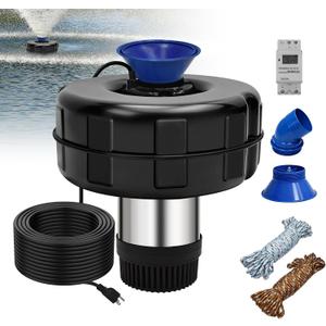 15000 GPH Pond Fountain Aerator,750W(1HP) Floating Fountain with Stainless Steel Body,Automatic Pond Pump with Timer&100FT Power Cord&2 Adapters&Ropes Pond Aerators for Outdoor Ponds&Lakes