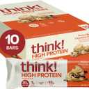 think! Protein Bars, High Protein Snacks, Gluten Free, High Fiber, Peanut Butter Chocolate Chunk, 10 Count BBD:01-07-26