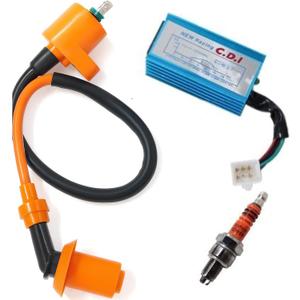 Racing Ignition Coil 5 Pins AC CDI Box for GY6 4-Stroke 50cc 70cc 90cc 110cc 125cc 150cc Scooter ATV Go Kart Moped Quad Pit Dirt Bike With 3 Electrode Spark Plug Racing Ignition Coil 5 Pins AC CDI Box for GY6 4-Stroke 50cc 70cc 90cc 110cc 125cc 150cc Scooter ATV Go Kart Moped Quad Pit Dirt Bike With 3 Electrode Spark Plug