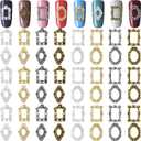 48pcs 3D Metal Nail Charms, Frame Gothic Nail Art Charms, Retro Gold Silver Nail Jewels Art Decoration for Women Girls Acrylic Nail DIY Craft Design Manicure Accessories
