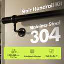 Stair Handrail Kit 5FT, Stainless Steel 304 Wall Mount Railing System, 1-11/16 Inch Pipe Secure Grab Hand Rail for Staircase Indoor House Decor Outdoor, Industrial Modern Style- Black