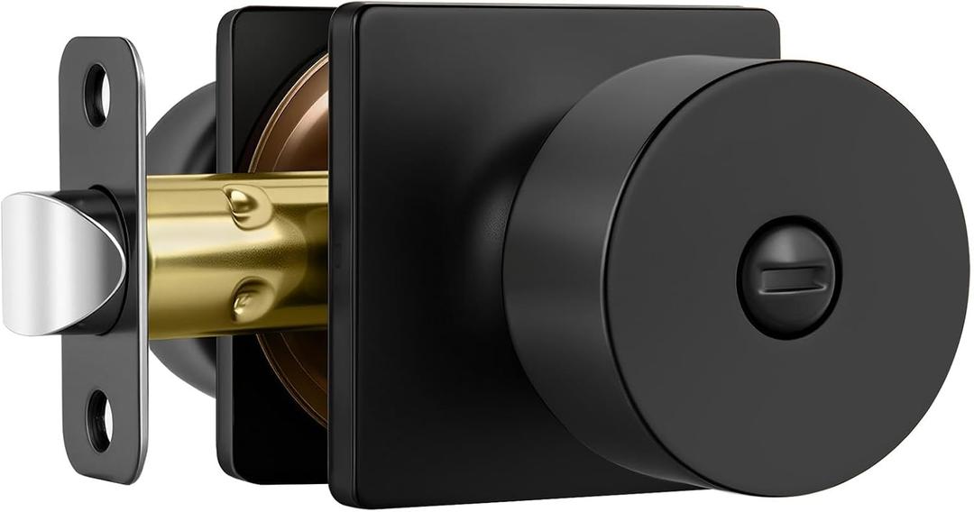 Haidms Black Door Knobs Interior, Matte Black Door Knobs Privacy Door Knob Black Interior Door Knob for Bedroom Bathroom (1 Pack)