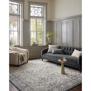 Loloi Magnolia Home by Joanna Gaines Gigi Collection GIG-02 Ivory/Blue 6'-7" x 9'-2" Area Rug