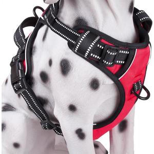 PoyPet No Pull Dog Harness, Reflective Comfortable Vest Harness with Front & Back 2 Leash Attachments and Easy Control Handle Adjustable Soft Padded Pet Vest for Dogs (Red,M)