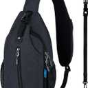 WATERFLY Small Hiking Sling Bag: Crossbody Sling Backpack Chest Bag Daypack for Men Women with Skin-Friendly Shoulder Strap (Black)
