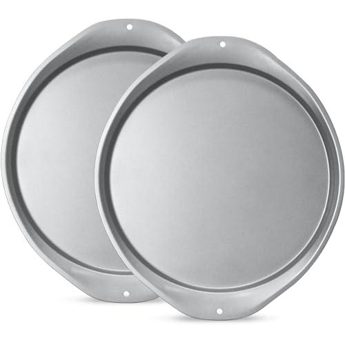 RavisingRidge Pizza Pan - 14 Inch Nonstick Pizza Pan for Oven with Widen Handles for Cooking, Baking, and Grilling - Durable, Even Heating, Long-Lasting Kitchen Cookware (2, Grey)