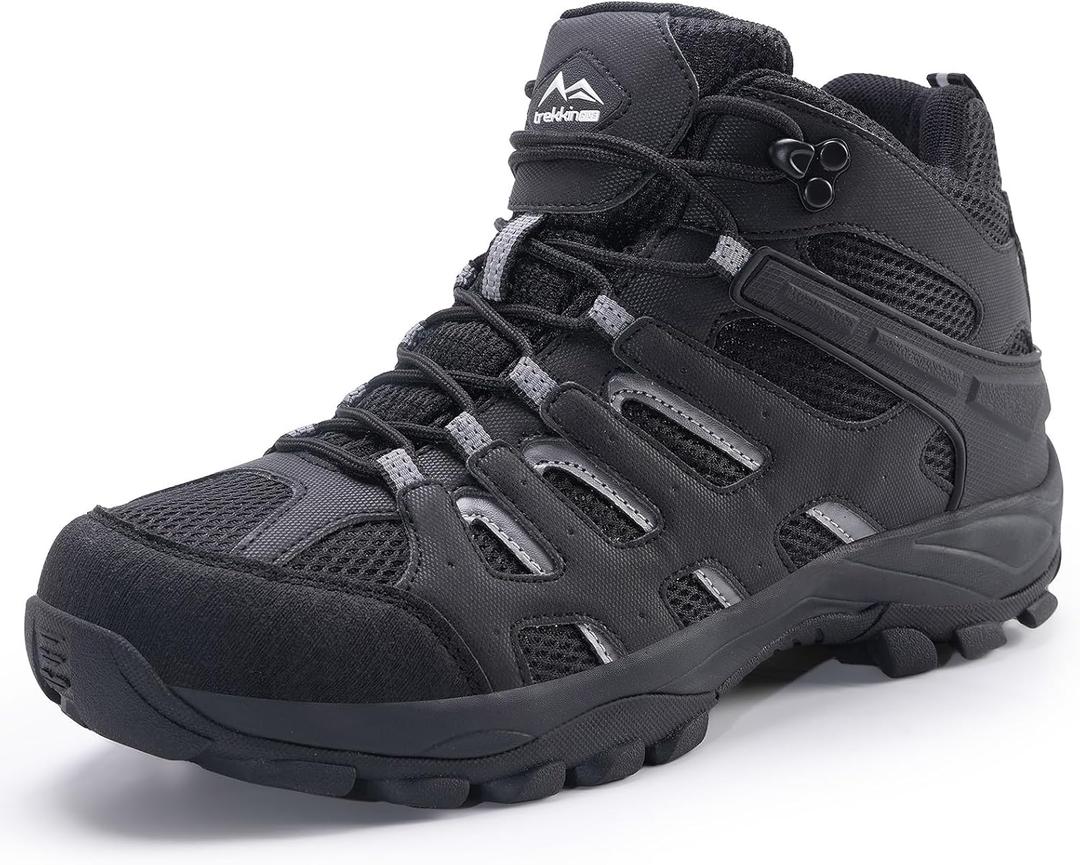 Men's Waterproof Slip Resistant Hiking Boots Outdoor Trail Trekking Camping Casual Walking Hunting Shoes mountaineering backpacking Travel Mid Ankle Lace up (10.5, Matte Black)