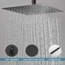 16 Inch Ceiling Mount Oil Rubbed Bronze Shower System Bathroom Luxury Rain Mixer Shower Combo Set Ceiling Rainfall Shower Head System (Contain Shower Faucet Rough-in Valve Body and Trim Kit)