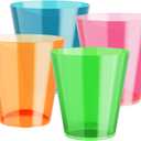 FOCUSLINE 200Pack 2 Oz Plastic Shot Glasses Set, Neon Party Mini Shot Glasses Bulk, Durable and Reusable, Small Disposable Plastic Cups for Vodka, Whiskey, and More