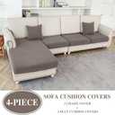 LA MEACK Couch Cushion Covers for Sectional Sofa L Shape Washable Separate Seat Chaise Couch Cover Stretch Sofa Slipcovers with 2 Pcs Pillowcases(3 Seater + 1 Chaise, Taupe)