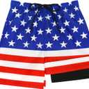 Sarfel Boys Swim Trunks with Compression Liner Kids Swimsuits Boys Bathing Suit Kids Board Shorts Teen Boy Quick Dry Shorts (8 Years, American Flag)