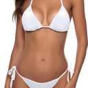 Women Two Piece Bikini Swimsuit Sexy Bathing Suits Halter Triangle Tops String Bikini Sets (Large, White)