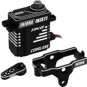 INJORA Coreless High Torque Micro Servo with Mount and Servo Horn for TRX4M TRX4MT 1/18 RC Crawler Upgrade Parts(Black)