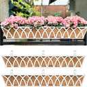 LaLaGreen Deck Railing Planter (2 Pack, 48") Extra Large Wall Mounted Hanging Planters with Coco Liner, White Metal Rectangular Window Box for Outdoor Plants Garden Fence Balcony Porch Patio Decor