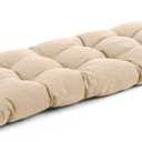 IASEAHK Outdoor Bench Cushion 59x18x5 Inch, Waterproof & Fade-Resistant Patio Furniture Cushions, Tufted Memory Foam Indoor/Outdoor Cushions for Couch Porch Swing with Non-Slip Backing & Straps, Beige