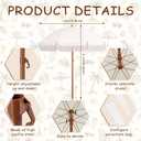 Klyyo Clyro 2 Pcs 7ft Boho Beach Patio Umbrella with Fringe, Beige