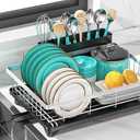 MERRYBOX Stainless Steel Dish Drying Rack for Kitchen Counter SinkRustproof Stainless Steel Dish Rack with Large 3-Compartment Utensil Holder (Silver-1 Tier)