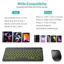 TECURS Bluetooth Keyboard and Mouse Combo for iPad - Rechargeable Wireless Keyboard & Mouse with 7-Color Backlit Compatible with iPad 10th/9th/8th Gen, iPad Pro/Air/Mini, iPhone15/14/13 Pro, Black