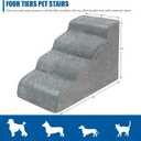 Dog Stairs for Small Dogs - High Density Foam Dog Ramp, Extra Wide Pet Steps with Non-Slip Bottom for High Beds, Couche and Sofa, Best for Pet Injured, Older Dogs Cats (Grey, 4 Steps)