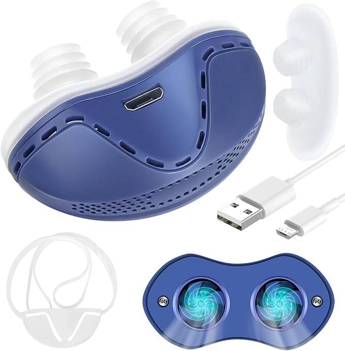 Electric Anti Snore Device, Adjustable Wind Speed Snoring Solution, Mini Anti Snoring Devices Nose Vents Plugs,Stop Snoring for Men & Women