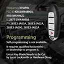 2 Keylessbest Replacement for 2012 2013 2014 2015 Nissan Altima Versa Murano Infiniti EX35 G35 FX37 FX35 QX70 Key Fob Remote Control KR55WK48903 4 Buttons 315MHz