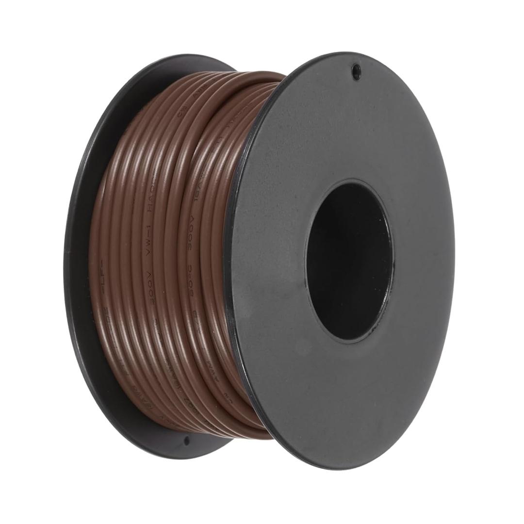 MECCANIXITY 18AWG Stranded PVC Hookup Wire 15m/50ft Brown, Electrical UL1007 Spool Tinned Copper Wire for Internal Connecting, Marine