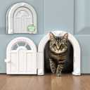 Purrfect Portal Meow Manor Cat Door Interior Door - No-Flap, Fits Cats Up to 20 lbs, Easy DIY Setup, No Training Needed (Paper White)