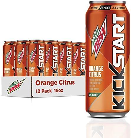 Mountain Dew Kickstart, Orange Citrus, 92mg Caffeine, Vitamins B & C, 80 Calories, 5% Juice, 16 Fl Oz (Pack of 12) Best buy 11/11/25