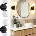 Yunnix Black Bathroom Vanity Light, Modern Globe Vanity Lighting Fixtures with Milk White Glass Shade, Mid Century Vanity Lights Wall Sconce Over Mirror for Bathroom Hallway Entryway (2 Pack)