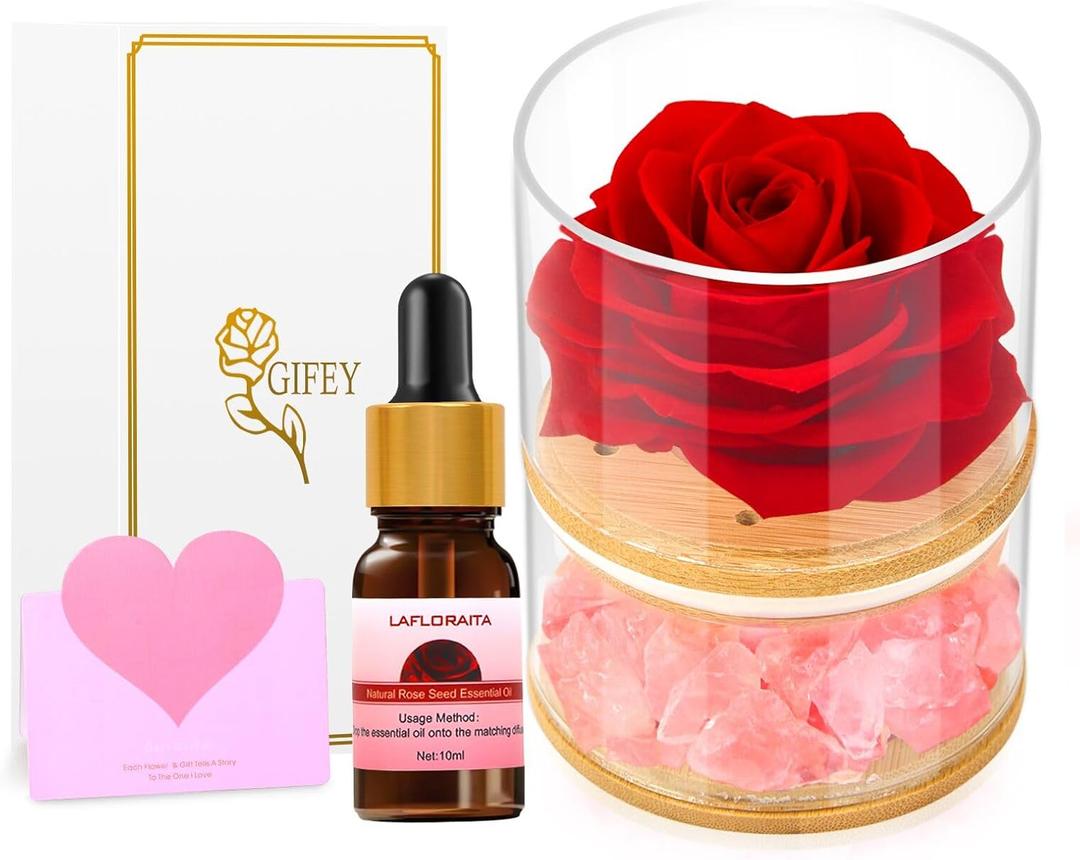 2 x Mother's Day Rose for Mom,Home Scent Rose Real Fragrance Rose Last,Eternal Flowers Rose Gifts for Women/Her/Mom/Wife Girlfriend,Perfect Decoration for Bedroom and Office. (Red)