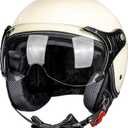 Yesmotor 3/4 Motorcycle Helmets Retro Open Face Vespa Scooters Helmet with Clear Visor for Men and Women- DOT Approved, Small