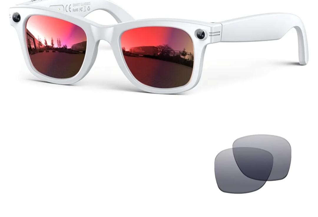 AI Smart Glasses with Camera,8MP 2K HD Camera Glasses,AI Voice Control,Photo Recognition and Translation,Smart Sunglasses with Bluetooth Call,IP67 Waterproof for Driving,Outdoor,Men,Women,+2 Lenses.