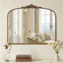 Vintage Gold Arched Wall Mirror 36"x30" Ornate Baroque Style Antique Brass Frame, Decorative Large Mirror for Entryway, Living Room, Fireplace, Hallway, Bathroom