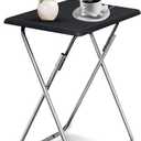 Folding TV Tray Table,TV Dinner Table with Sturdy MDF Top,Eating Trays for Living Room with No Assembly Required, 15 x 18.9 x 26 in(Black,1PC)