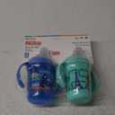 Nuby No-Spill Two Handle Babys First Soft Spout Cup with Hygienic Cover | 2 pack: Aqua Travel & Blue Cars or Aqua Ocean & Pink Animals | 8oz/ 240 ml | 4+ Months | 2 pack