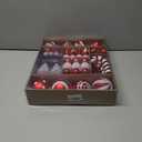 47PCS Red and White Christmas Ornaments Sets, Shatterproof Candy Cane Christmas Tree Decorations, Hanging Ball Ornaments Tree Decor for Xmas Party (Red & White)