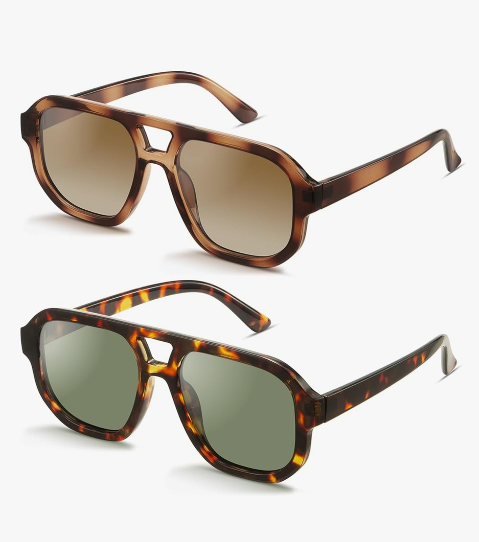 livho Trendy Polarized Square Aviator Sunglasses Women Men Square Eyewear Frame, Retro Sun Glasses for Women Men 2025 Shades