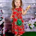 Little Girls Summer Sleeveless Dress Toddler Print Casual Sundress 2-7 Years (Watermelon)
