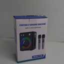 Karaoke Machine, Portable Bluetooth Karaoke Speaker with 2 Wireless Microphones, PA System for Adults Kids with LED Lights & Echo Adjustment, Supports TWS/TF/USB/AUX for Home Party, Black 